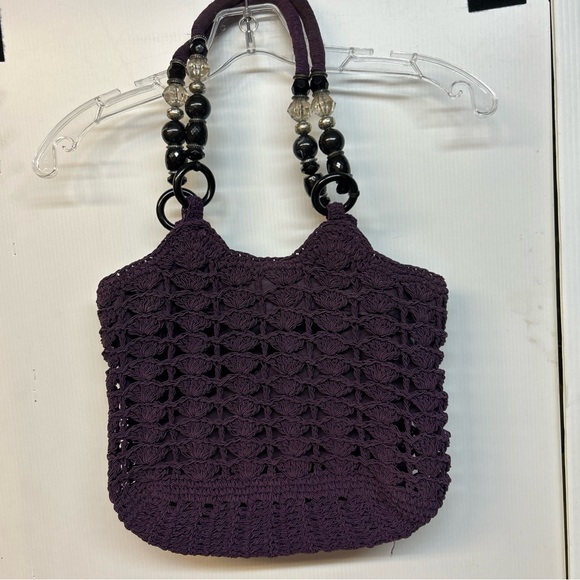 Cappelli Straworld Handbags - Cappelli Straworld Deep Purple Crochet Tote